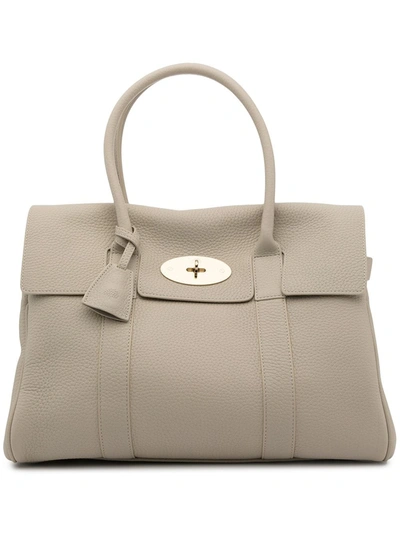 Mulberry Heavy Grain Leather Bayswater Bag In Beige