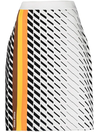 Miu Miu Geometric-print A-line Skirt In White