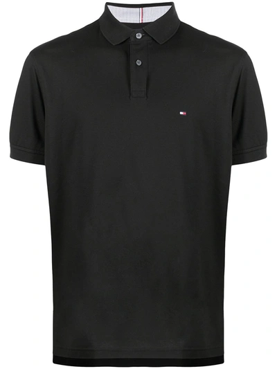 Tommy Hilfiger Logo-patch Short-sleeved Polo Shirt In Black