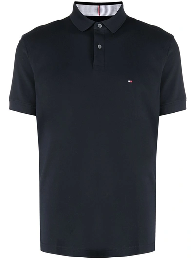 Tommy Hilfiger Logo-patch Polon Shirt In Blue