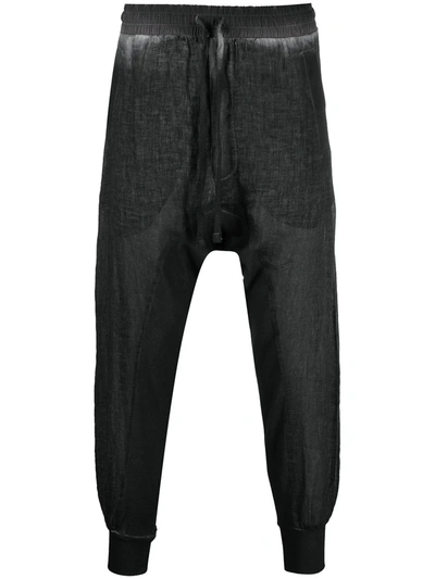 Thom Krom Distressed-finish Tapered Trousers In Black