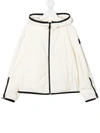 Moncler Hooded Contrasting Trim Jacket In White