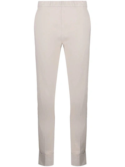 D-exterior Turn-up Hem Slim-cut Trousers In Grey