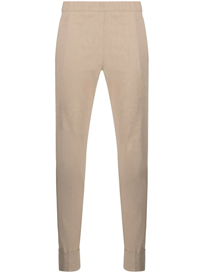 D-exterior Turn-up Hem Slim-cut Trousers In Dove-grey