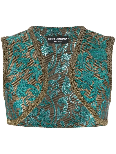 Dolce & Gabbana Jacquard Cropped Waistcoat In Green
