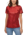 DKNY SEQUIN-DETAIL TOP