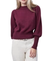 French Connection Puff Sleeve Crop Sweater In Berry Blush