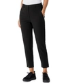 Eileen Fisher Organic Linen Tapered Ankle Pants In Black