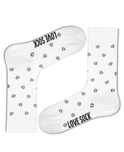 Love Sock Company Mini Hearts Women's Super Soft Cotton Seamless Toe Crew Socks In White