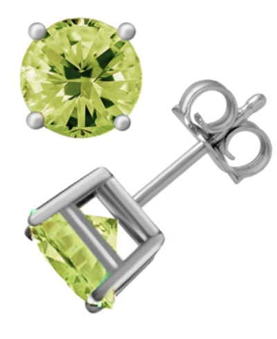 Essentials And Now This Glass Stone Stud Earrings In Silver-plate In Peridot