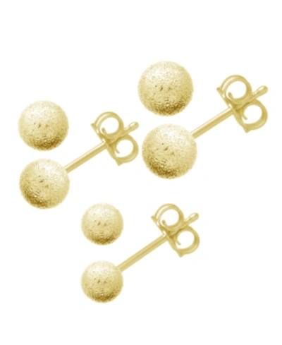 Essentials And Now This 3 Piece Textured Ball Stud Set In Silver Plate In Gold