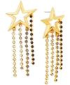 STEVE MADDEN GOLD-TONE MULTICOLOR CRYSTAL CUTOUT STAR STATEMENT EARRINGS