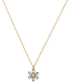 Kate Spade Gold-tone Cubic Zirconia Flower Mini Pendant Necklace, 16" + 3" Extender In Light Blue