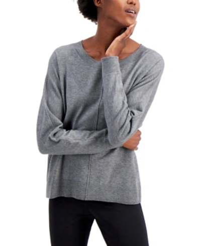 Alfani High-low Dolman-sleeve Sweater, Created For Macy's In Graphite