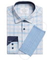 CONSTRUCT CON. STRUCT MEN'S SLIM-FIT COOLING COMFORT PERFORMANCE STRETCH PLAID DRESS SHIRT WITH PLEATED FACE M