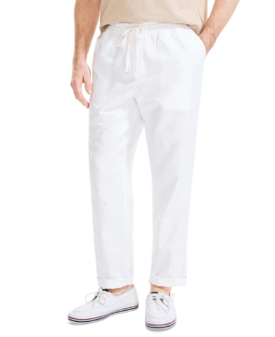 Nautica Men's Classic-fit Elastic Drawstring Linen Pant In Bright White