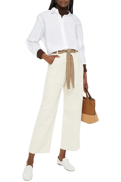 Brunello Cucinelli Belted Mid-rise Wide-leg Jeans In Ivory