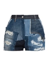 Dolce & Gabbana Distressed Patchwork Denim Shorts In Variant