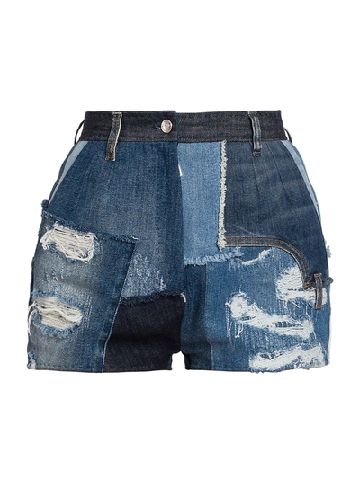 Dolce & Gabbana Distressed Patchwork Denim Shorts In Variant