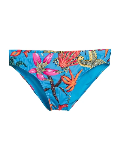 Versace Men's Trésor De La Mer Swim Briefs In Light Bluemultico
