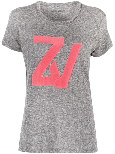 Zadig & Voltaire Walk Chiné Overdyed T-shirt In Grey