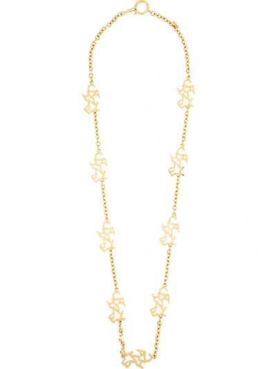 Pre-owned Chanel 1990s Logo-lettering Chain Necklace In Gold