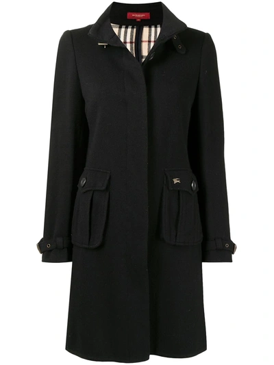 Pre-owned Burberry Buckled Neck Thigh-length Coat In Black