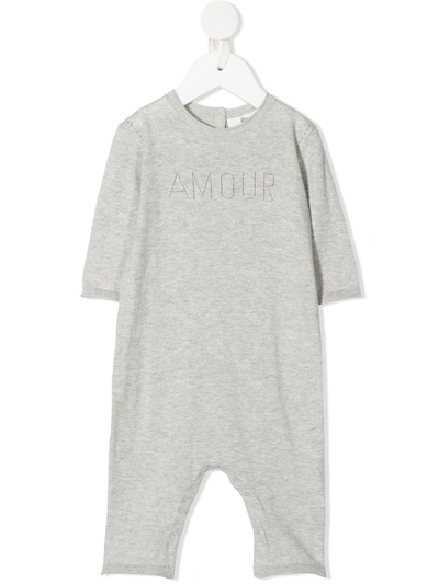 Bonpoint Babies' Logo-print Cotton Romper In 灰色