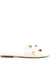 Valentino Ivory Nappa Leather Roman Stud Slippers In White