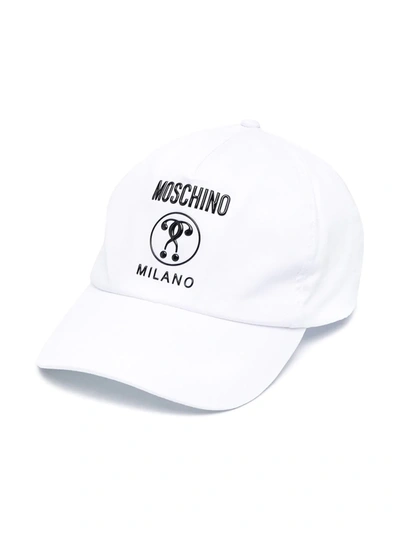 Moschino Teen Cotton Logo Cap In White