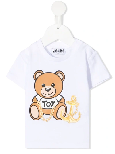 Moschino White T-shirt For Babykids With Teddy Bear