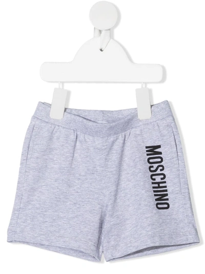 Moschino Babies' Logo-print Track Shorts In 灰色