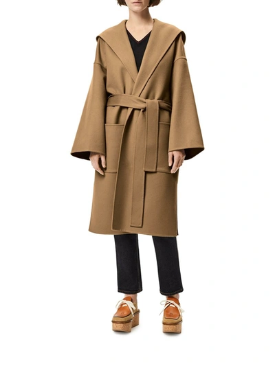 Loewe Belted Wool And Cashmere Coat In Camel