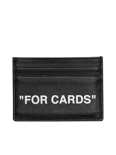 Off-white Leather "for Cards" Credit Card Holder In Black