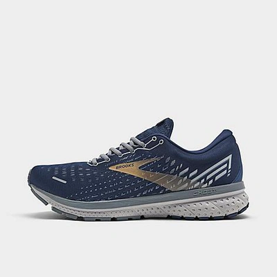 Brooks Men's Ghost 13 Running Sneakers From Finish Line In Navy/gold/white