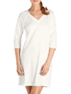 Hanro Pure Essence Raglan Three-quarter Sleeve Cotton Short Gown In Off White