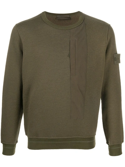 Stone Island Tape Detail Sweatshirt In Green