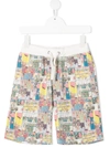 Lanvin Enfant Graphic Print Track Shorts In White
