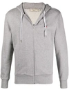 Maison Kitsuné Logo-embroidered Zip-up Hoodie In Grey Melange