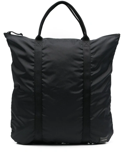 Porter-yoshida & Co Logo-patch Zipped Backpack In Black