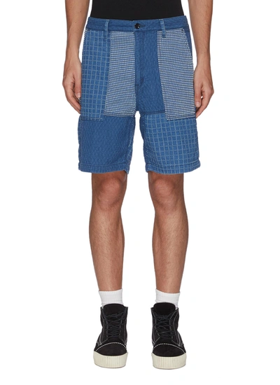 Fdmtl Sashiko Patchwork Shorts In Blue