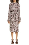 ADAM LIPPES PRINT LONG SLEEVE SILK SHIRTDRESS,840062441102