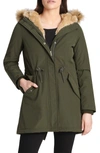 Levi's Arctic Cloth Water Resistant Hooded Parka With Removable Faux Fur Trim In Olive
