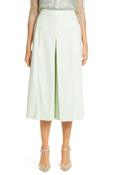 Adam Lippes Pleated Tropical Stretch Wool Culottes In Pistachio