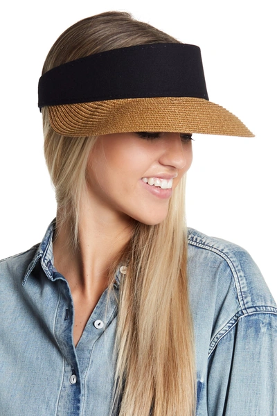 Nordstrom Rack Mixed Contrast Visor In Dark Natural