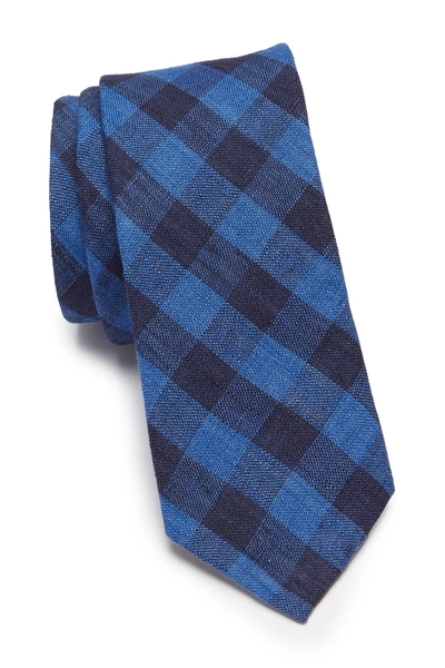 Original Penguin Cornyn Plaid Print Tie In Navy