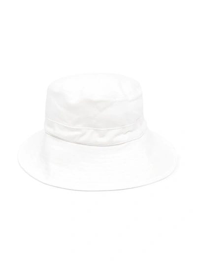 Chloé Kids' Drawstring Cotton Bucket Hat In White