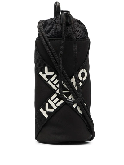 Kenzo Logo Printed Bottle Holder W/ Strap In Black