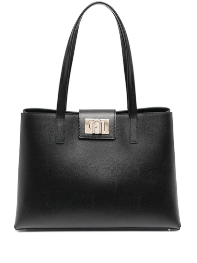 Furla 1927 Leather Tote Bag In Blue