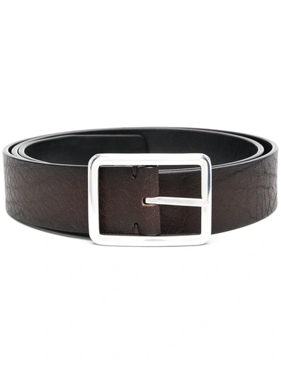 Officine Creative Cracked-texturebrown Leather Belt In Black